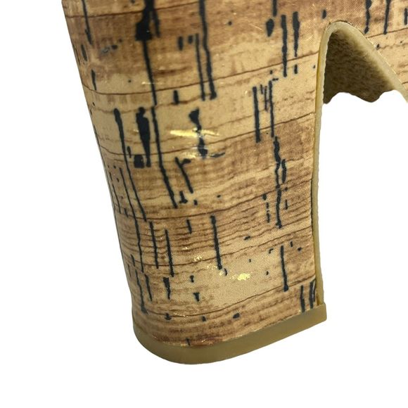 MixIt Strappy High Heel Shoes 6.5 Open Toe Cork 4” Heels Purple Suede 022-8051 - Picture 12 of 16